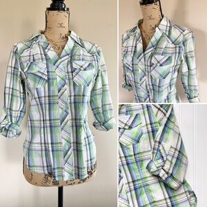 •Body Central• plaid button down top